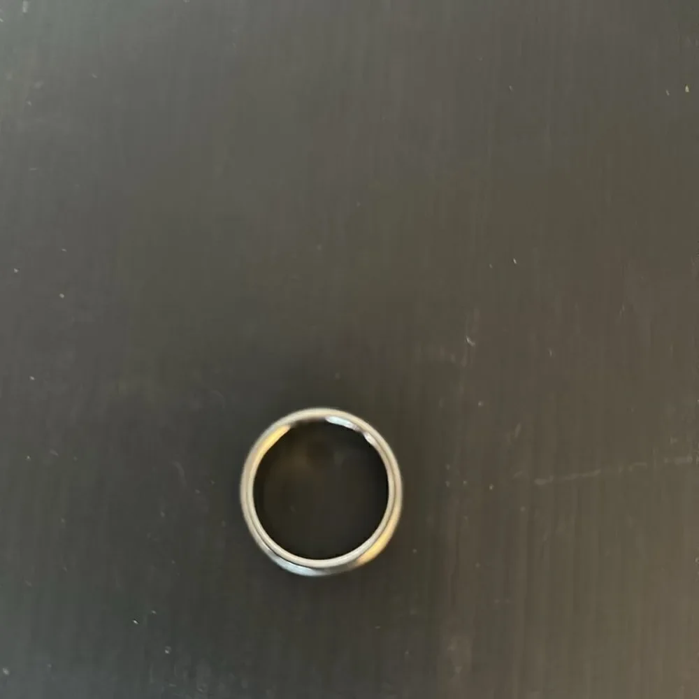 Stainless steel blue wave cut ring